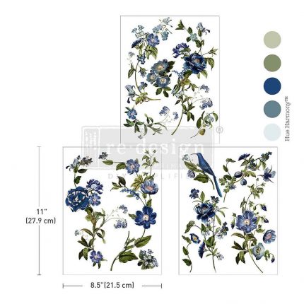 Blue Nest Blooms Transferfolie ReDesign